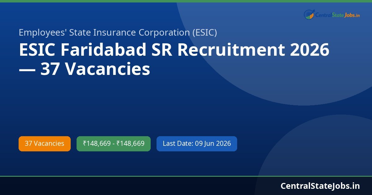 ESIC Faridabad SR Recruitment 2026 — 37 Vacancies
