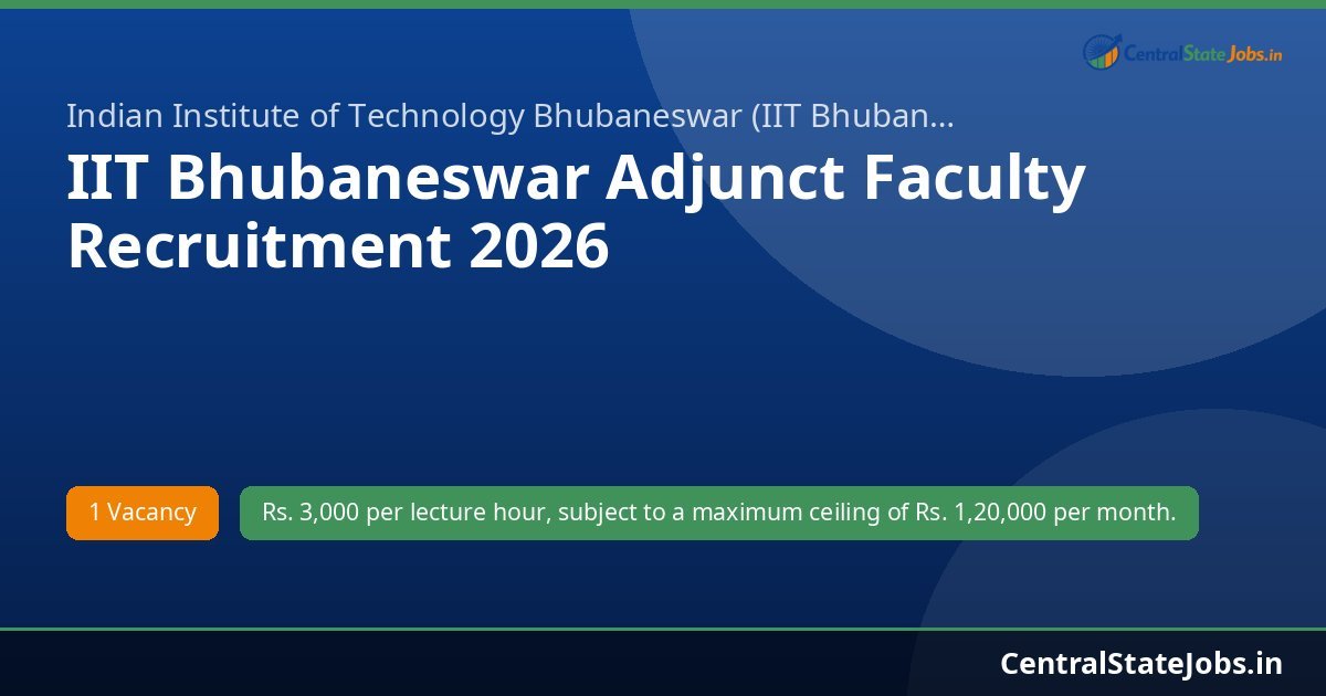 IIT Bhubaneswar Adjunct Faculty Recruitment 2026
