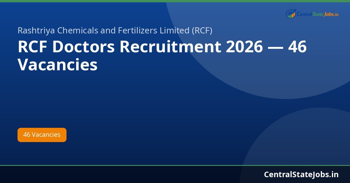 RCF Doctors Recruitment 2026 — 46 Vacancies