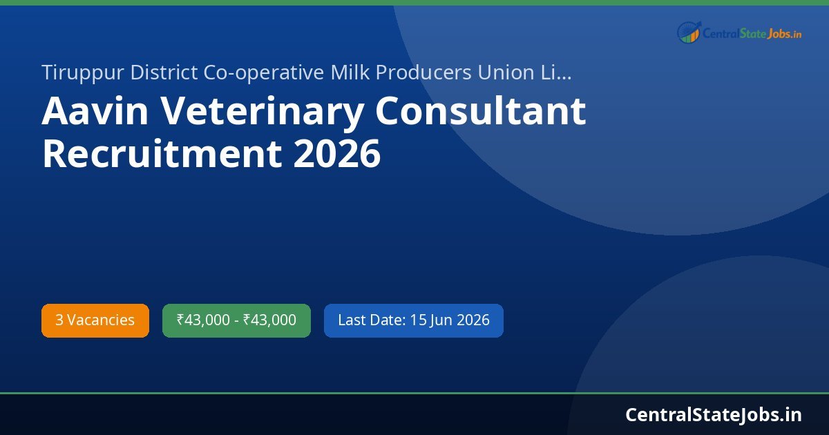 Aavin Veterinary Consultant Recruitment 2026