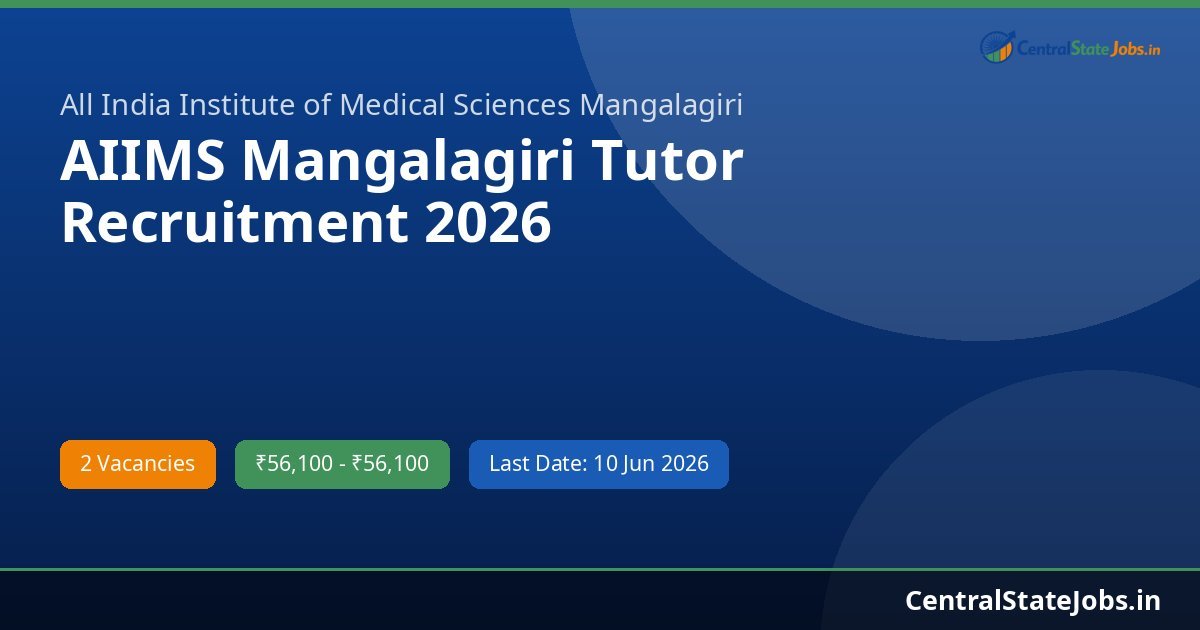 AIIMS Mangalagiri Tutor Recruitment 2026