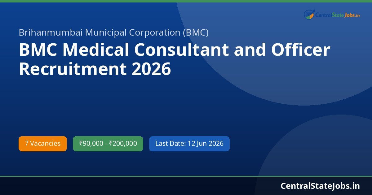 BMC Medical Consultant and Officer Recruitment 2026