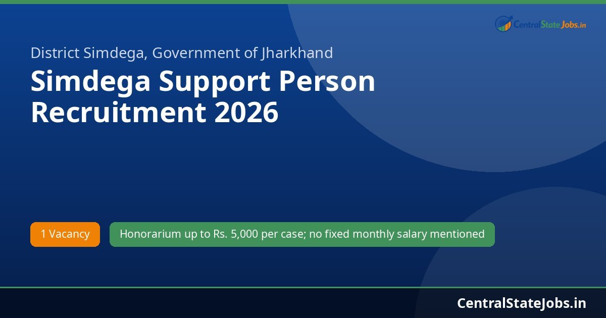 Simdega Support Person Recruitment 2026