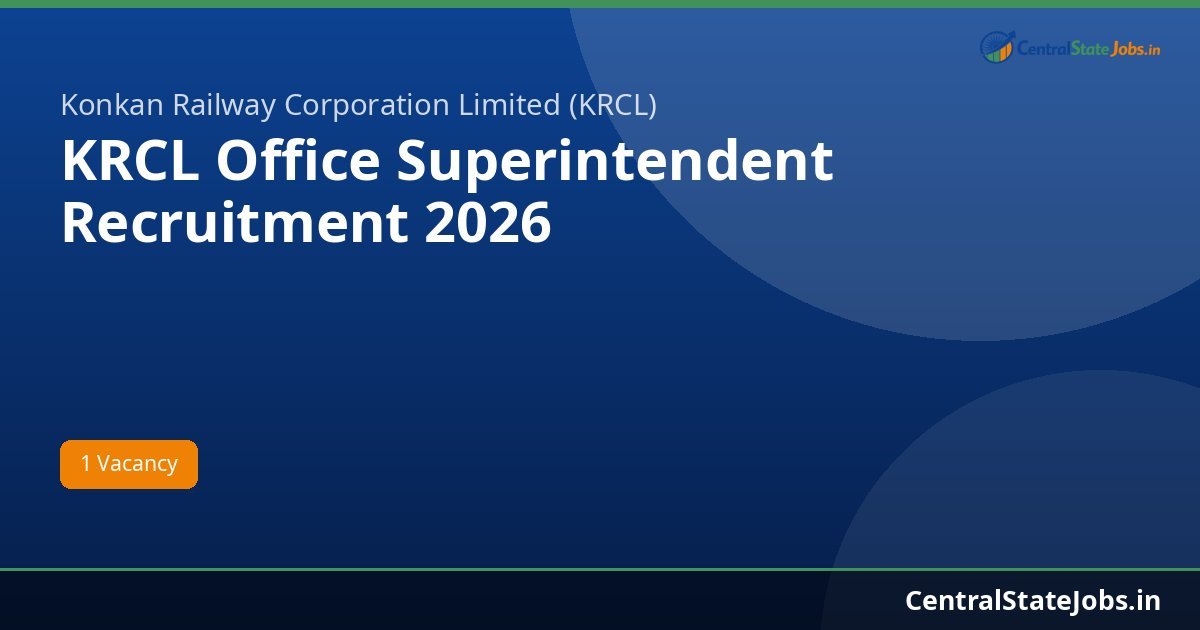 KRCL Office Superintendent Recruitment 2026
