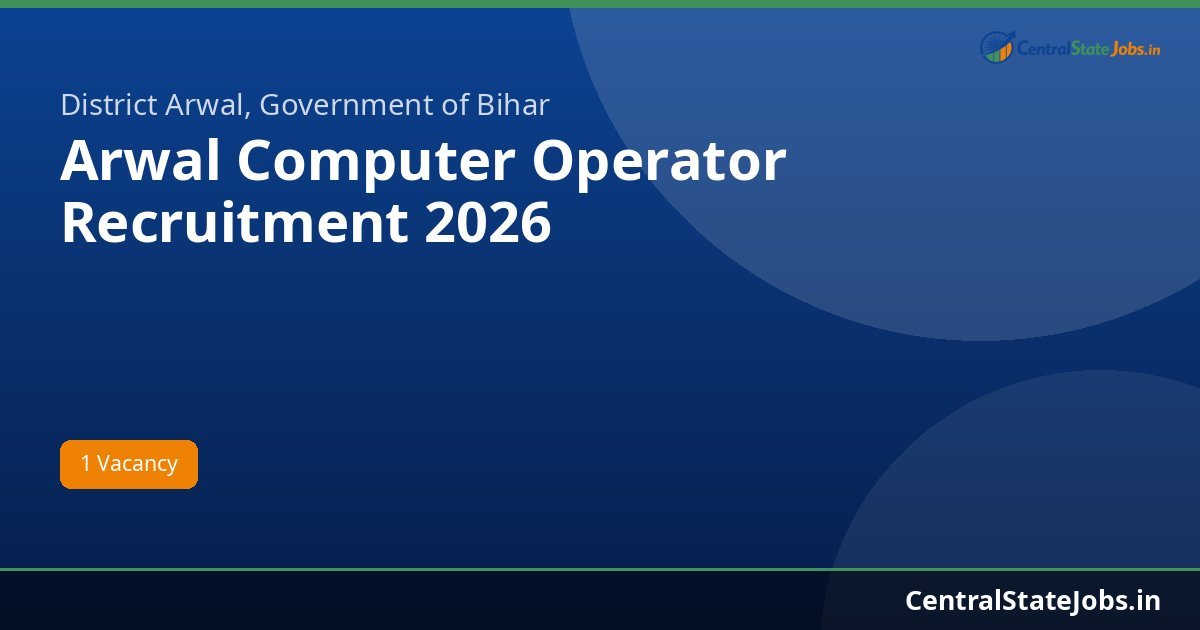 Arwal Computer Operator Recruitment 2026