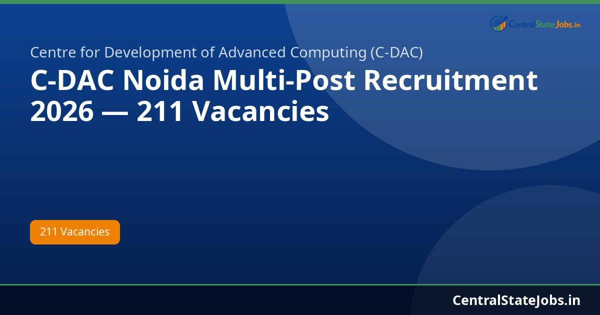 C-DAC Noida Multi-Post Recruitment 2026 — 211 Vacancies