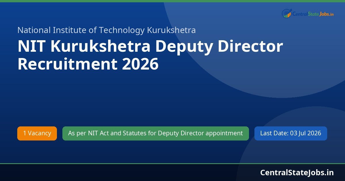 NIT Kurukshetra Deputy Director Recruitment 2026