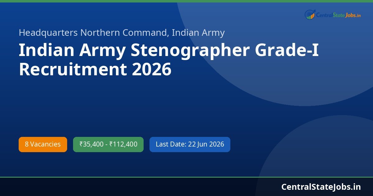 Indian Army Stenographer Grade-I Recruitment 2026