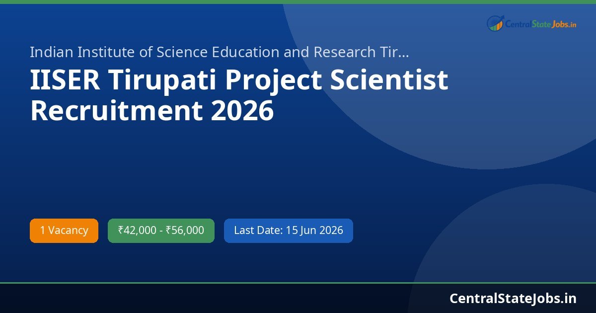 IISER Tirupati Project Scientist Recruitment 2026