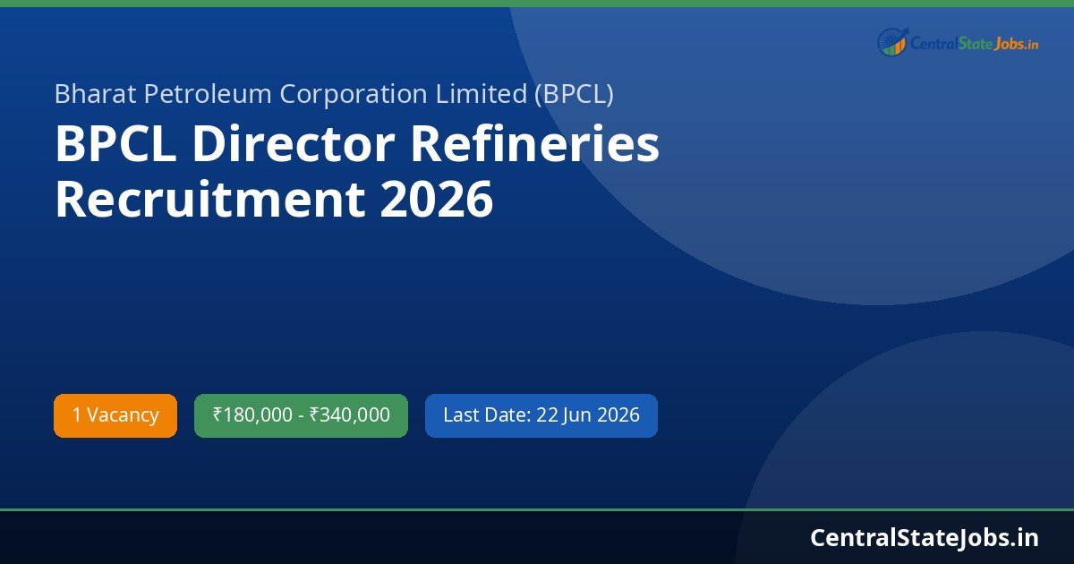 BPCL Director Refineries Recruitment 2026