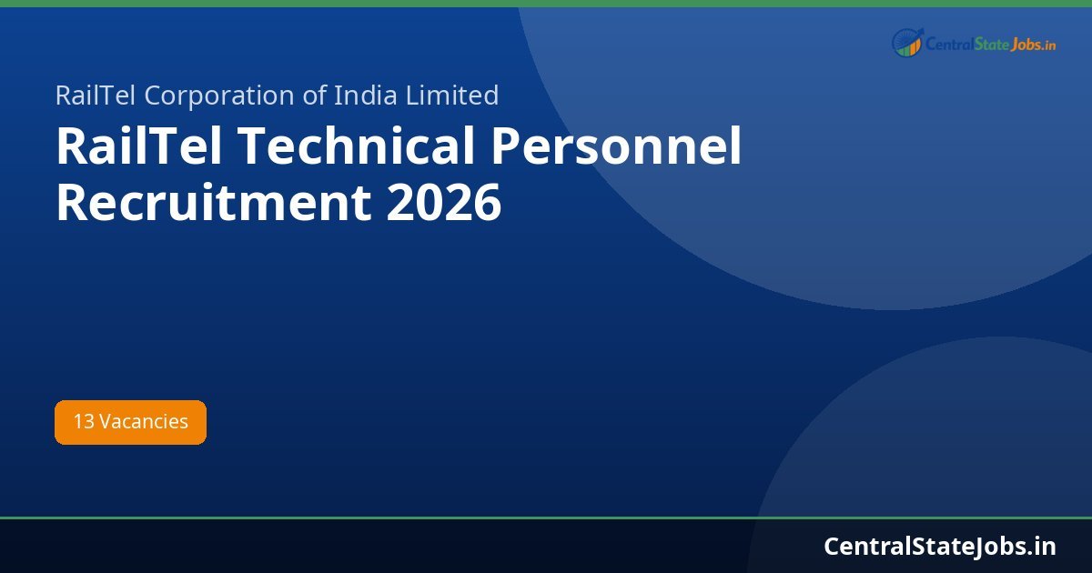 RailTel Technical Personnel Recruitment 2026