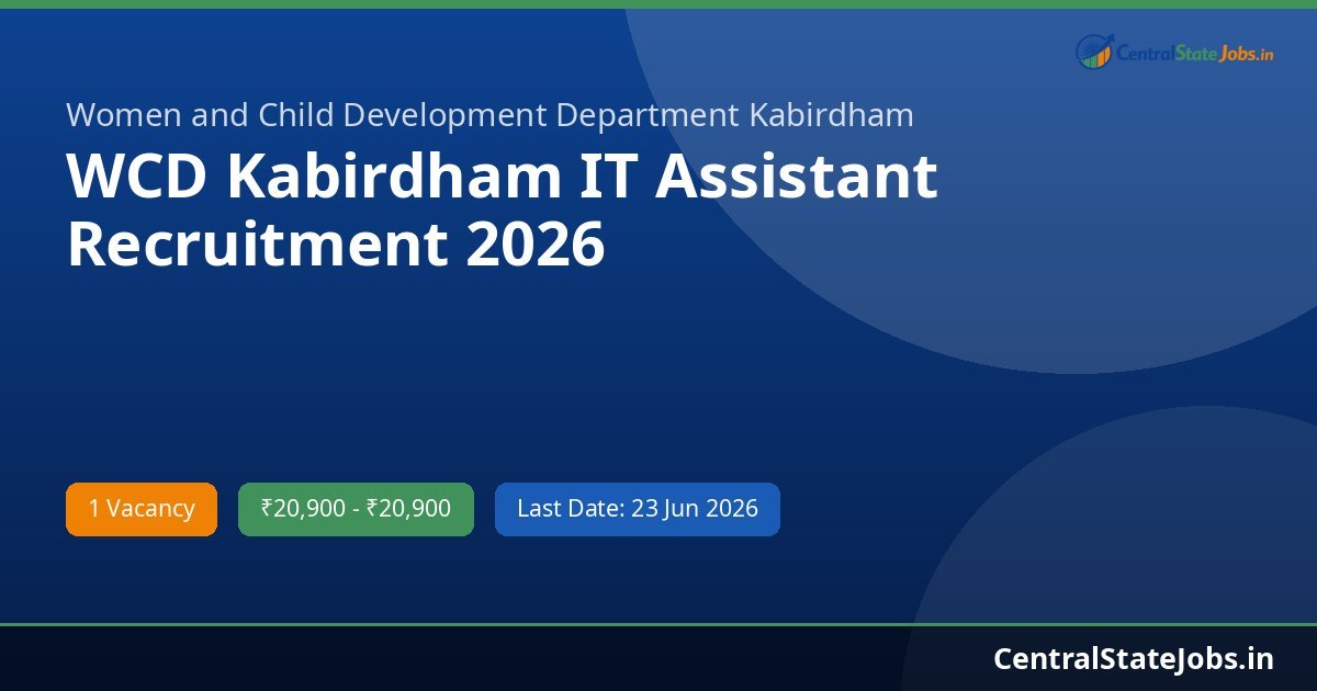 WCD Kabirdham IT Assistant Recruitment 2026