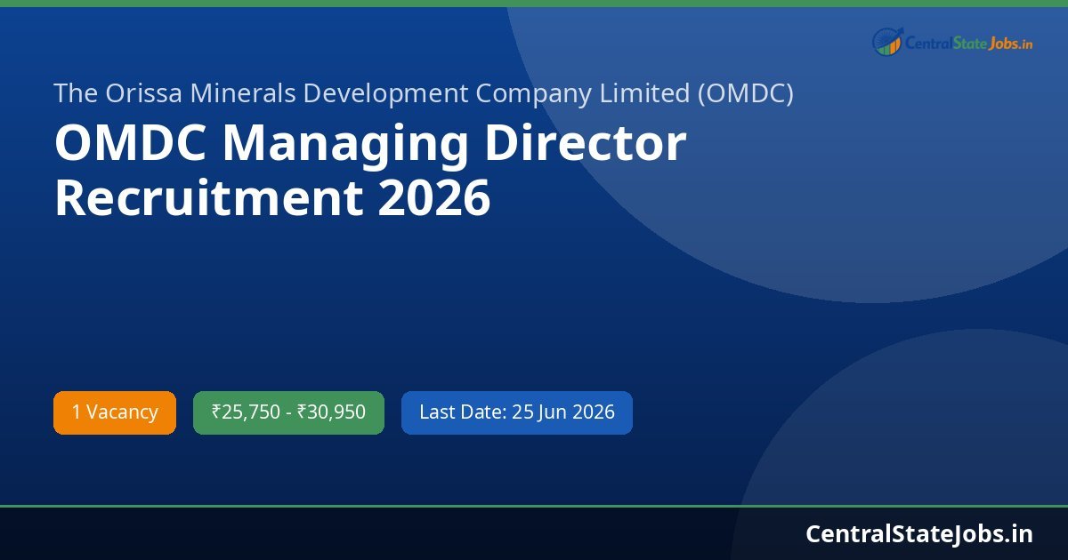 OMDC Managing Director Recruitment 2026