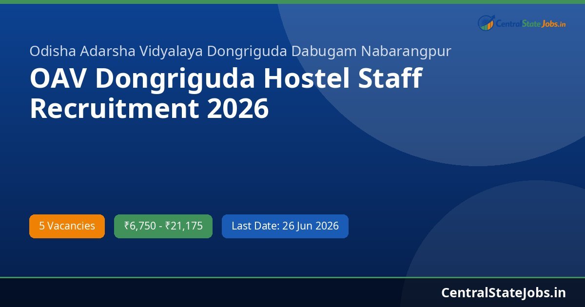 OAV Dongriguda Hostel Staff Recruitment 2026