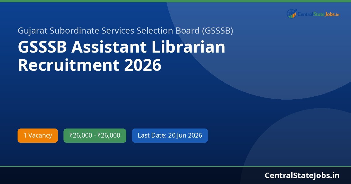 GSSSB Assistant Librarian Recruitment 2026