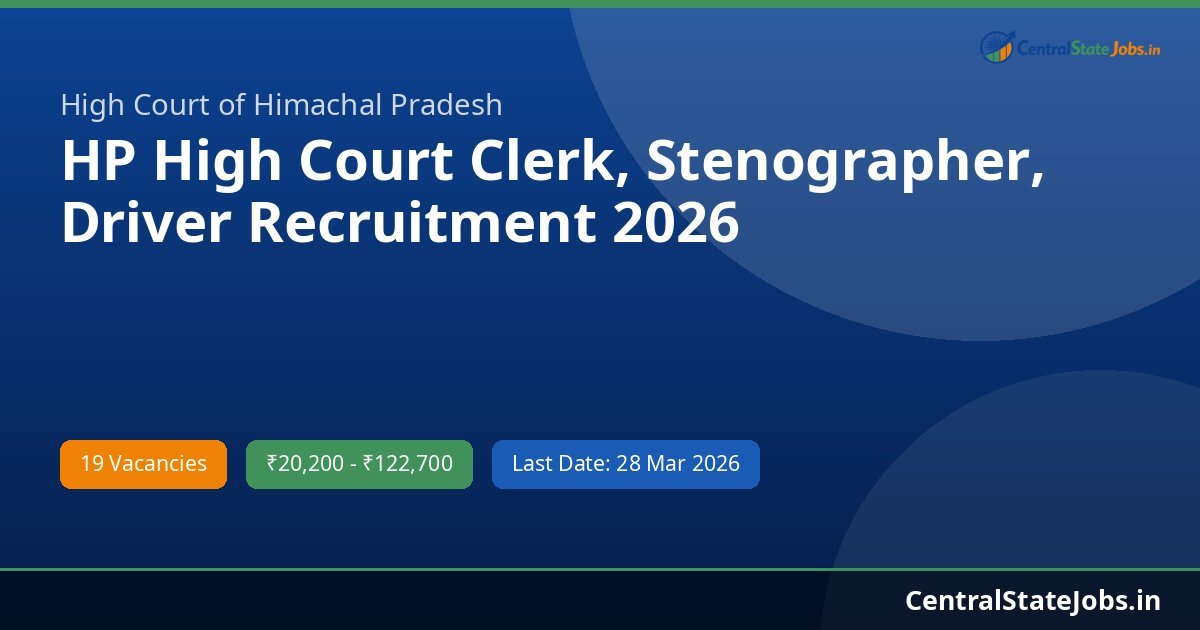 HP High Court Clerk, Stenographer, Driver Recruitment 2026