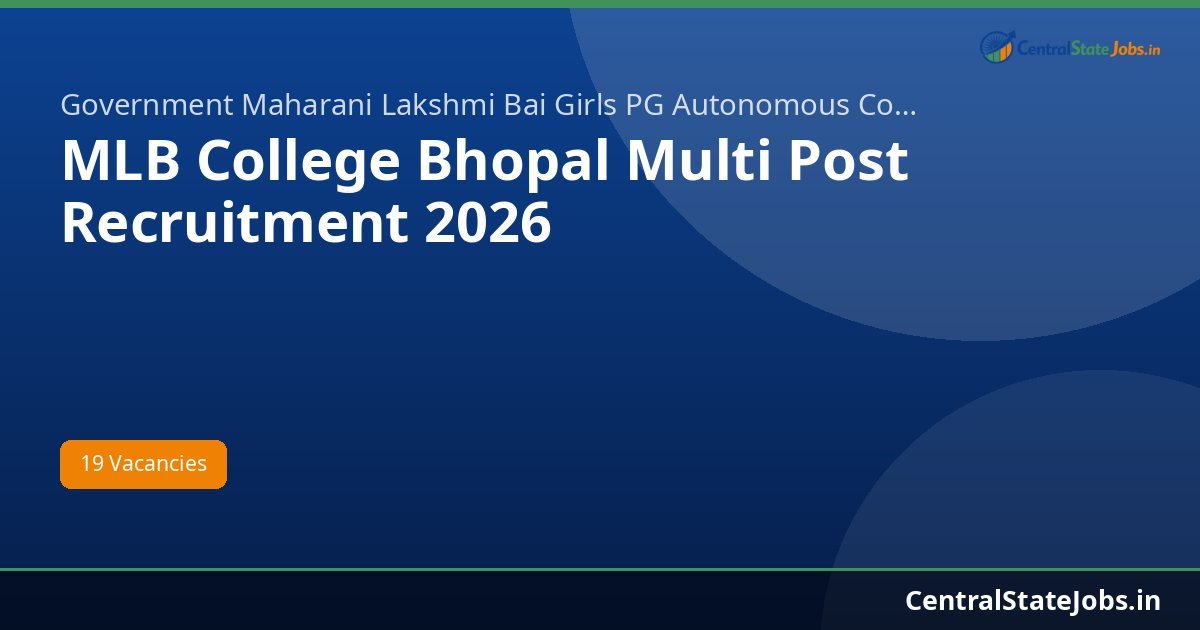 MLB College Bhopal Multi Post Recruitment 2026