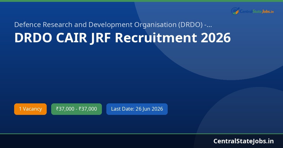 DRDO CAIR JRF Recruitment 2026