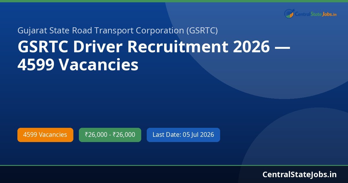 GSRTC Driver Recruitment 2026 — 4599 Vacancies