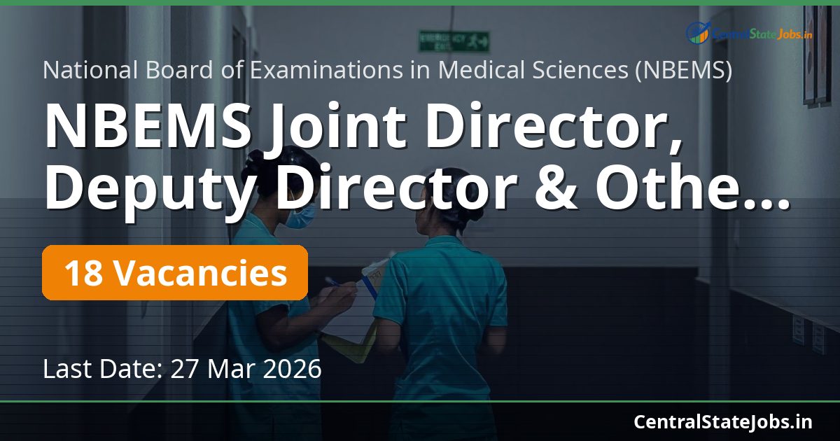 NBEMS Joint Director, Deputy Director & Other Posts Recruitment 2026