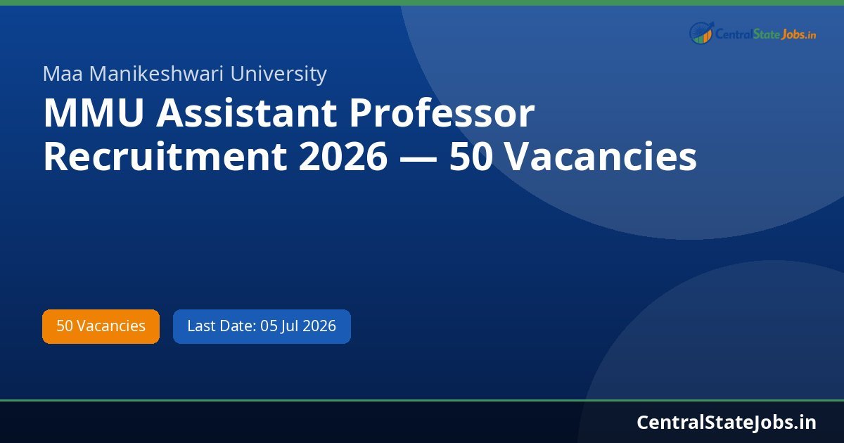 MMU Assistant Professor Recruitment 2026 — 50 Vacancies