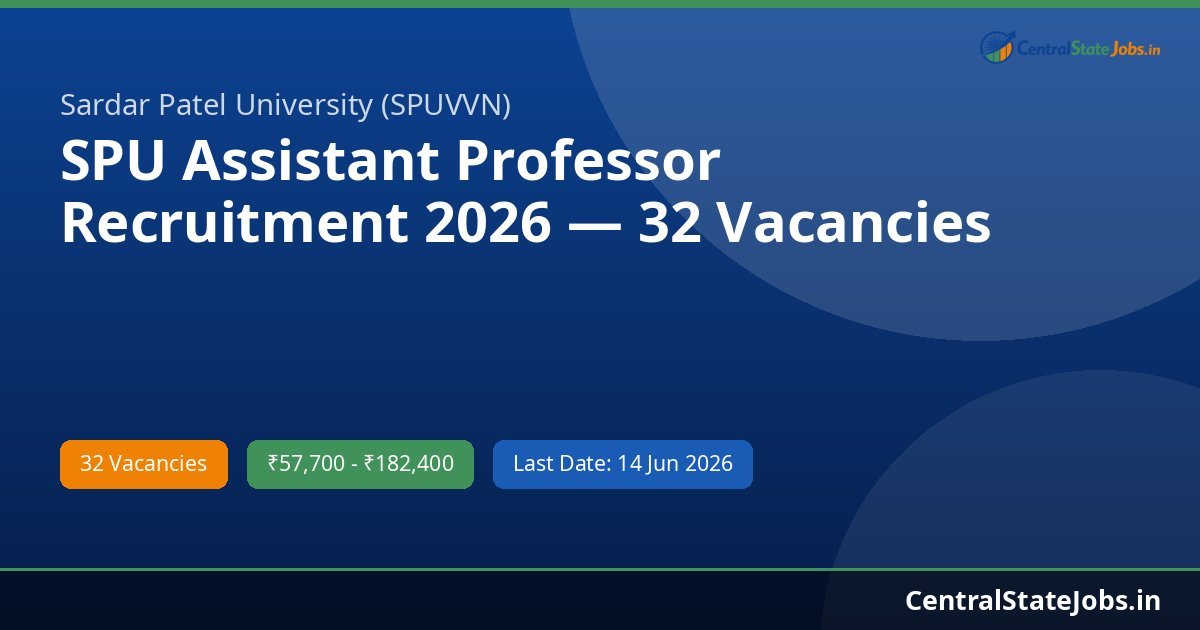 SPU Assistant Professor Recruitment 2026 — 32 Vacancies