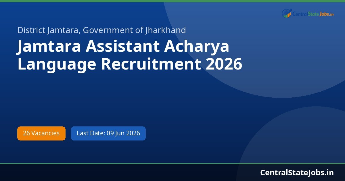 Jamtara Assistant Acharya Language Recruitment 2026