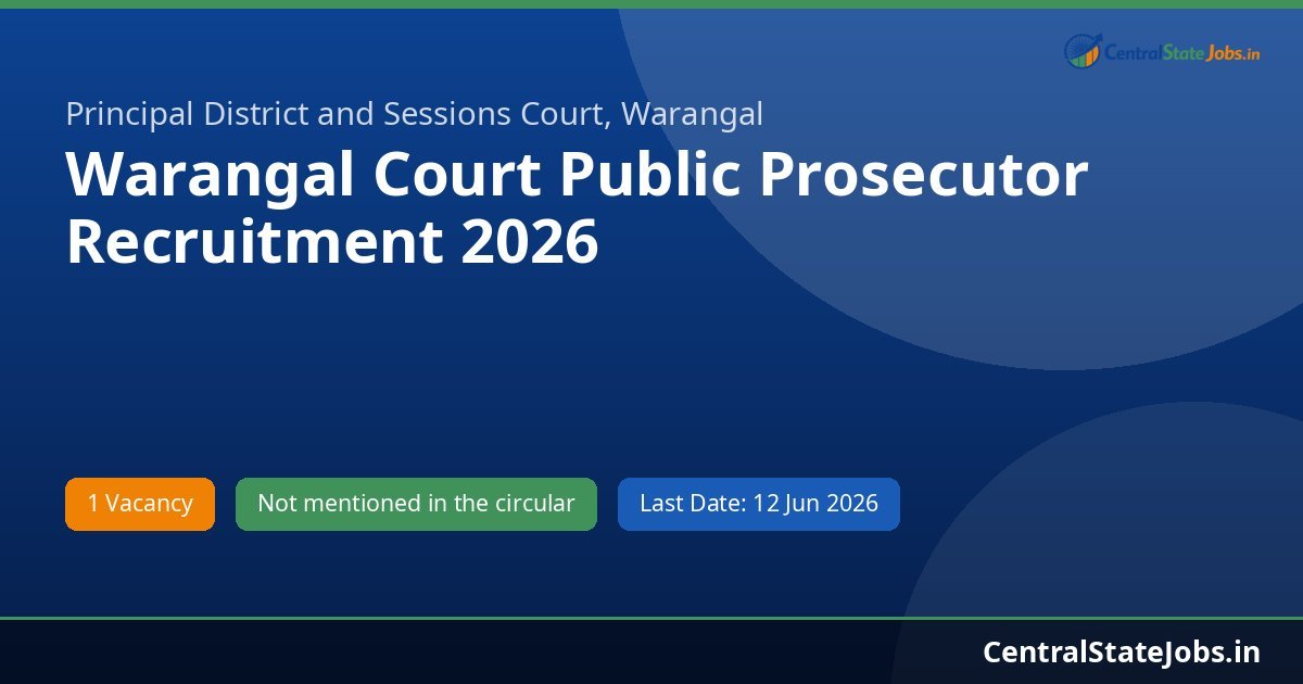 Warangal Court Public Prosecutor Recruitment 2026