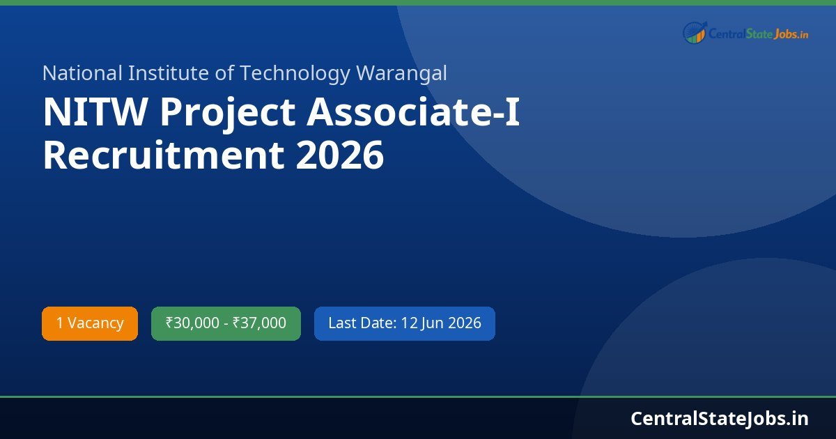 NITW Project Associate-I Recruitment 2026