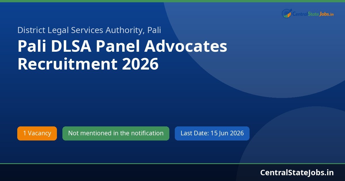 Pali DLSA Panel Advocates Recruitment 2026
