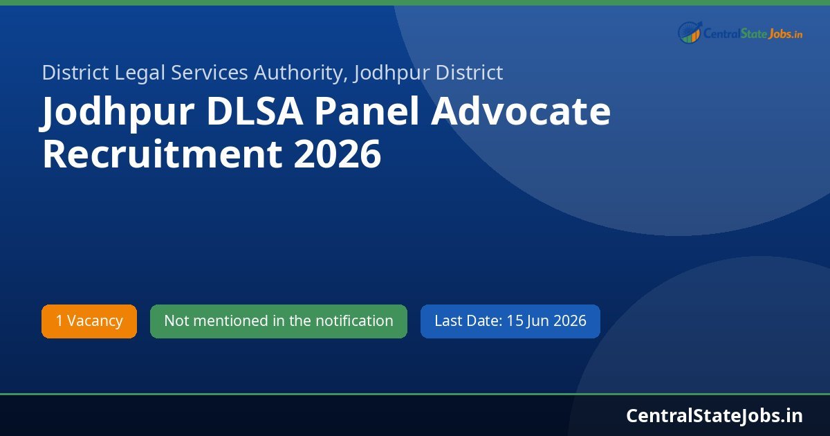 Jodhpur DLSA Panel Advocate Recruitment 2026