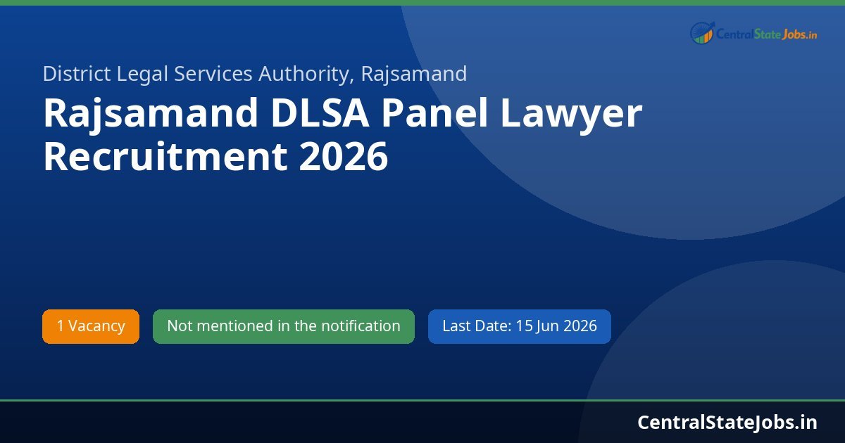 Rajsamand DLSA Panel Lawyer Recruitment 2026