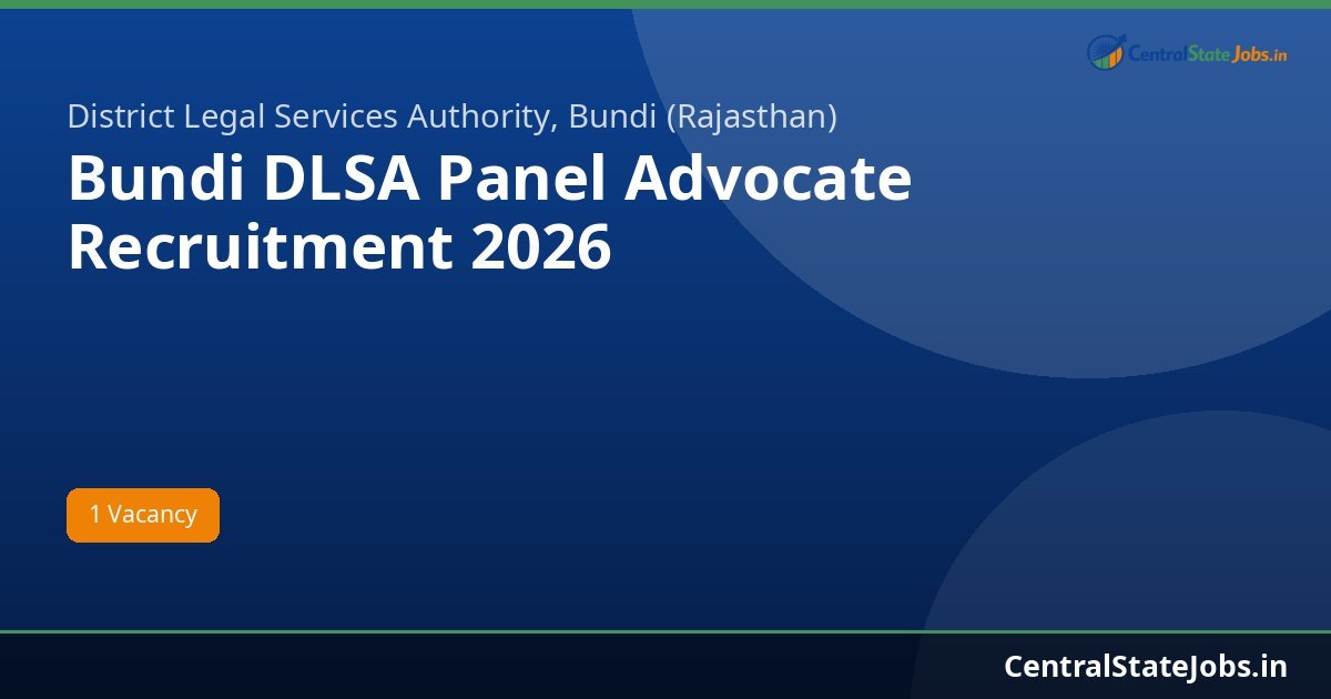 Bundi DLSA Panel Advocate Recruitment 2026