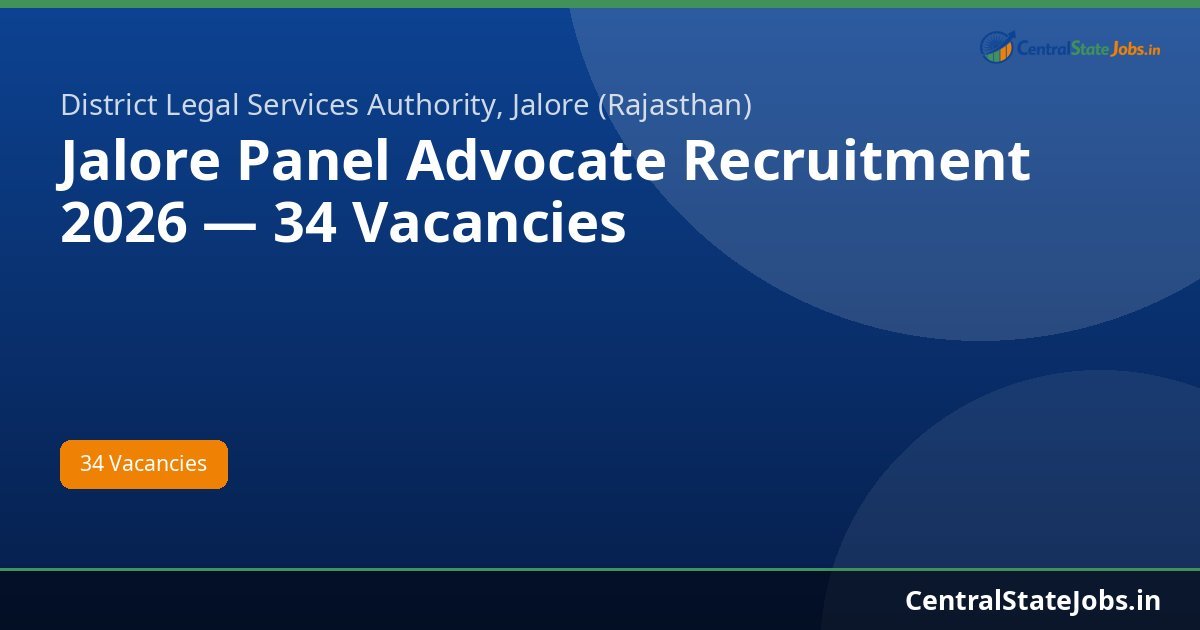 Jalore Panel Advocate Recruitment 2026 — 34 Vacancies