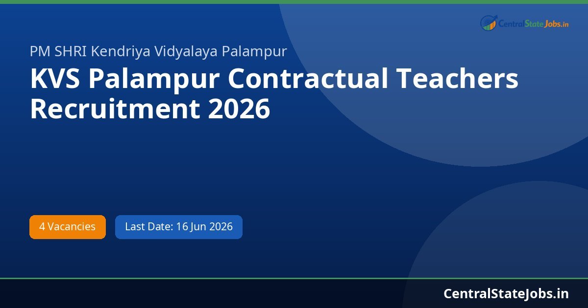 KVS Palampur Contractual Teachers Recruitment 2026