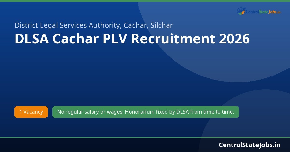 DLSA Cachar PLV Recruitment 2026