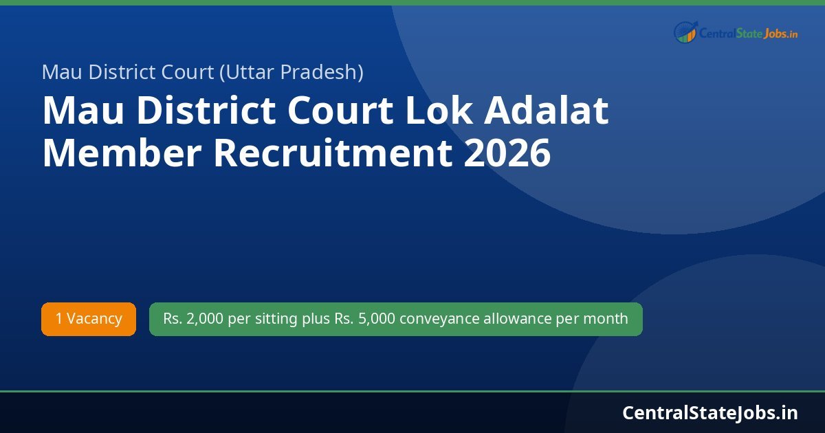 Mau District Court Lok Adalat Member Recruitment 2026