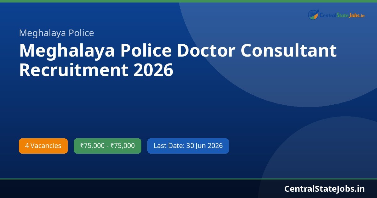 Meghalaya Police Doctor Consultant Recruitment 2026