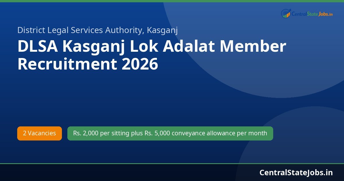 DLSA Kasganj Lok Adalat Member Recruitment 2026