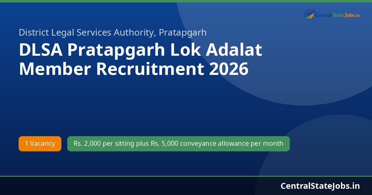 DLSA Pratapgarh Lok Adalat Member Recruitment 2026