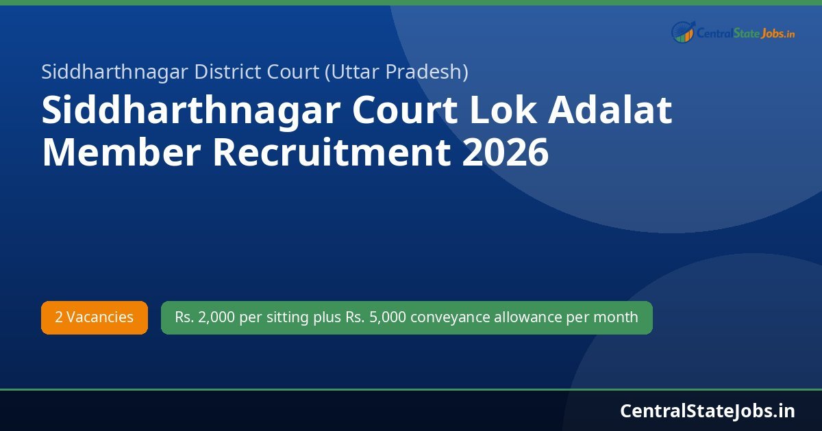 Siddharthnagar Court Lok Adalat Member Recruitment 2026