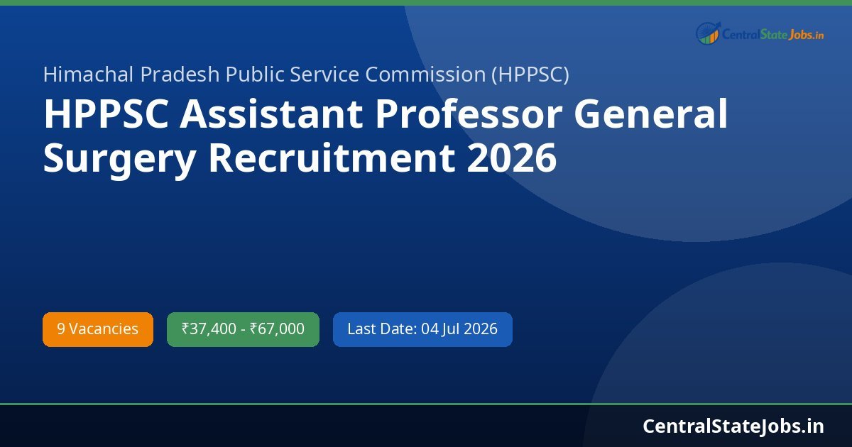 HPPSC Assistant Professor General Surgery Recruitment 2026