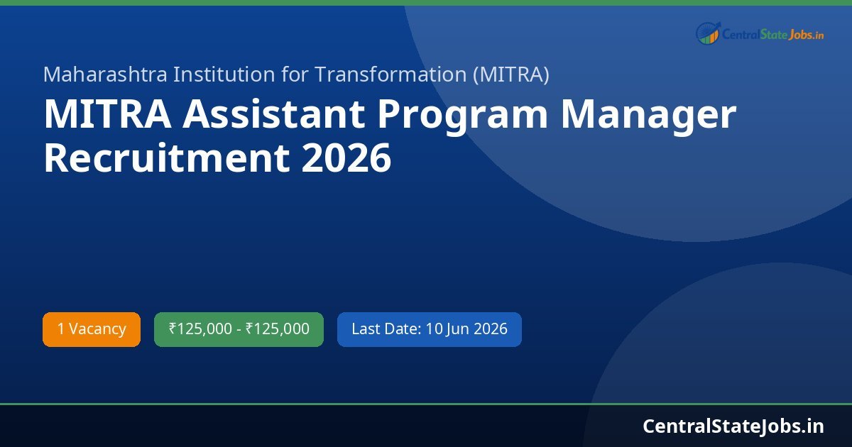 MITRA Assistant Program Manager Recruitment 2026