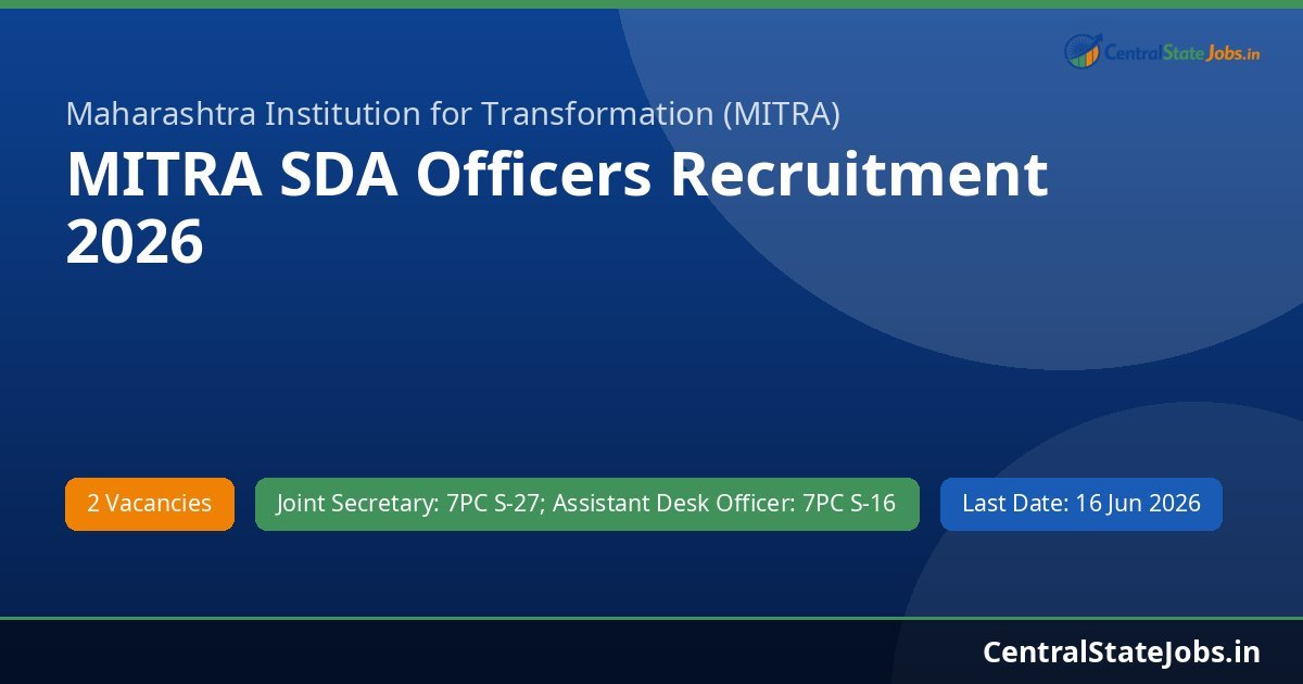 MITRA SDA Officers Recruitment 2026