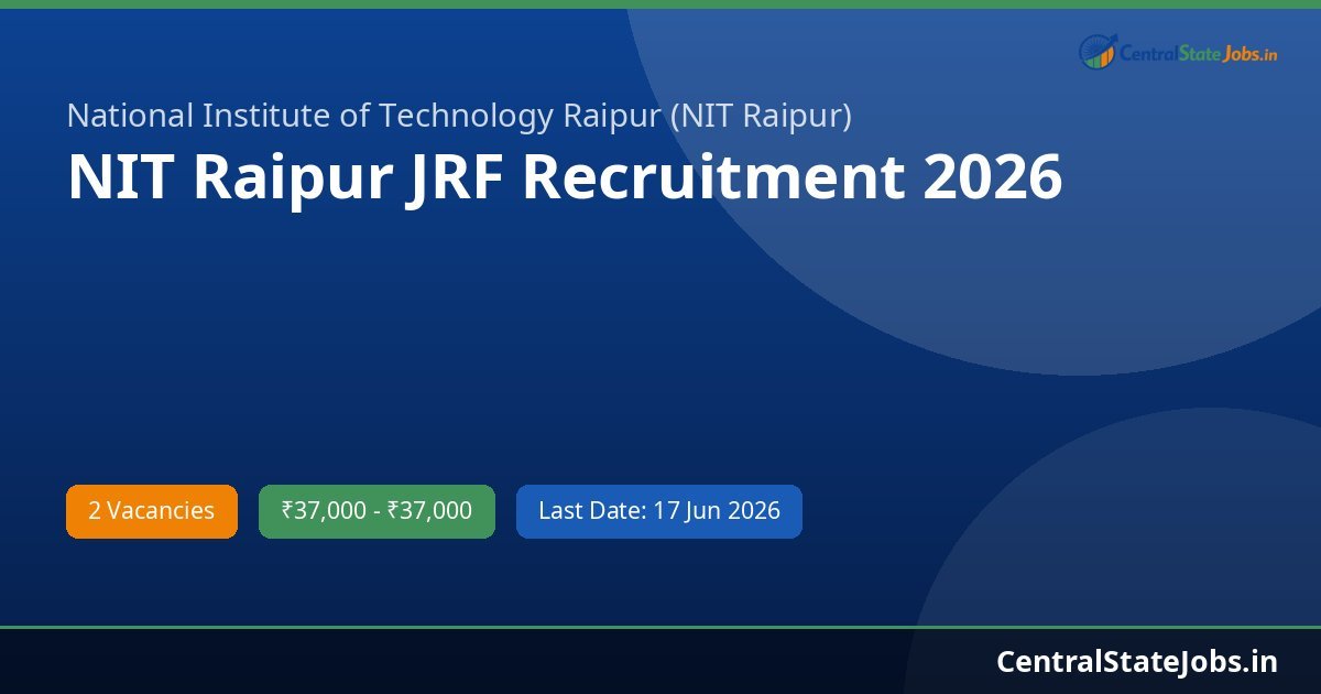 NIT Raipur JRF Recruitment 2026