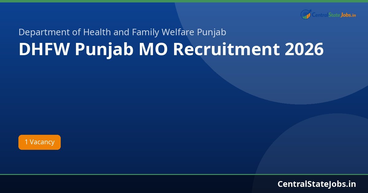 DHFW Punjab MO Recruitment 2026