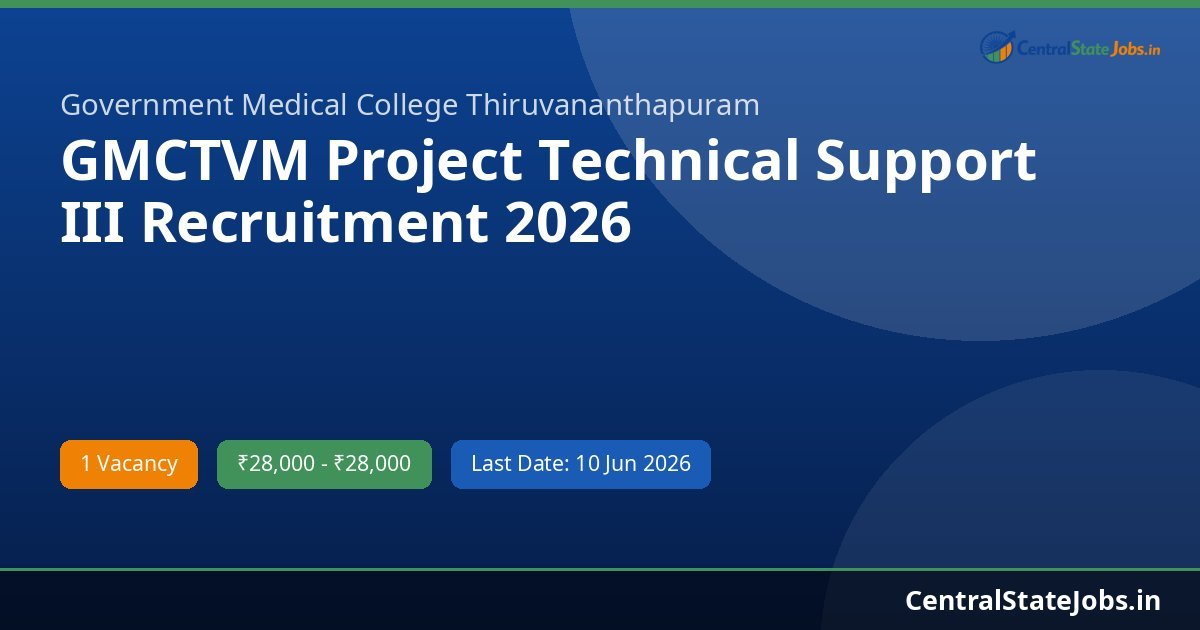 GMCTVM Project Technical Support III Recruitment 2026