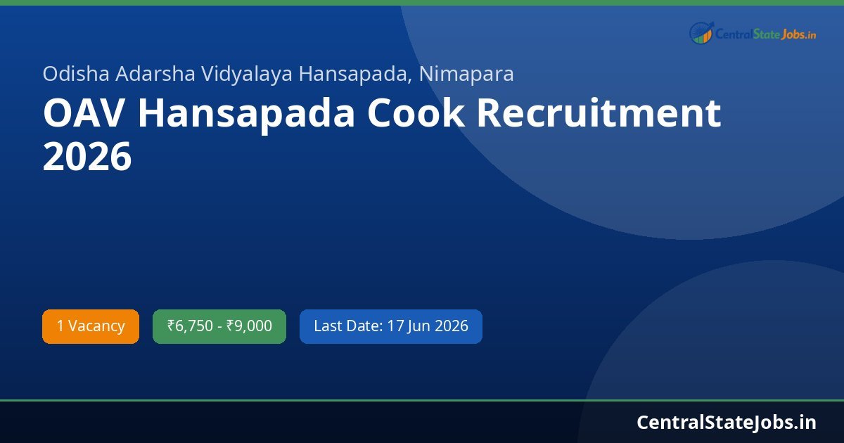 OAV Hansapada Cook Recruitment 2026