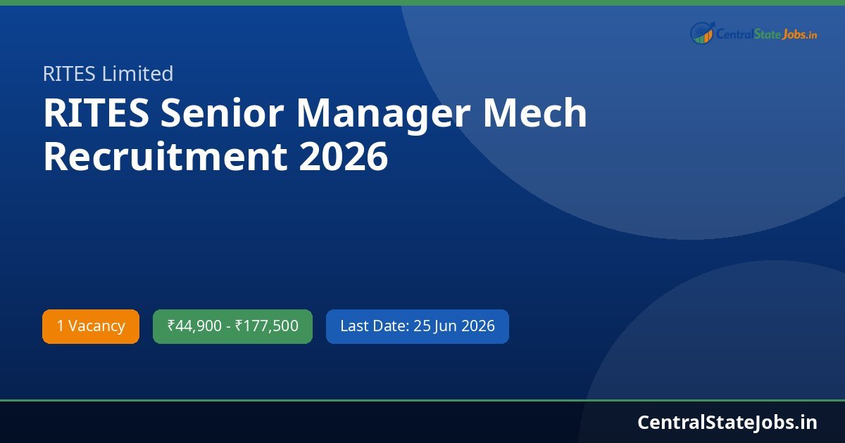 RITES Senior Manager Mech Recruitment 2026
