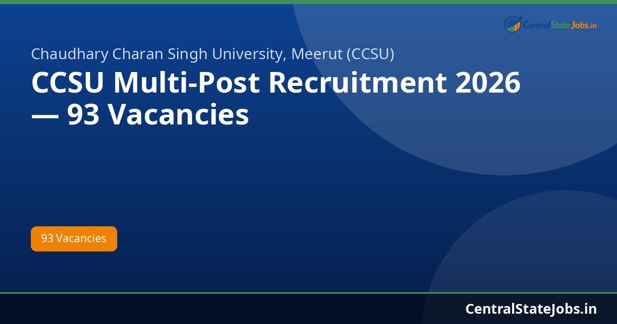 CCSU Multi-Post Recruitment 2026 — 93 Vacancies